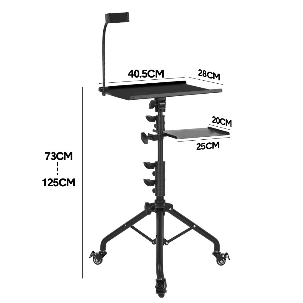 Premium Mobile Laptop Tripod Stand with Wheels Adjustable 82-170cm