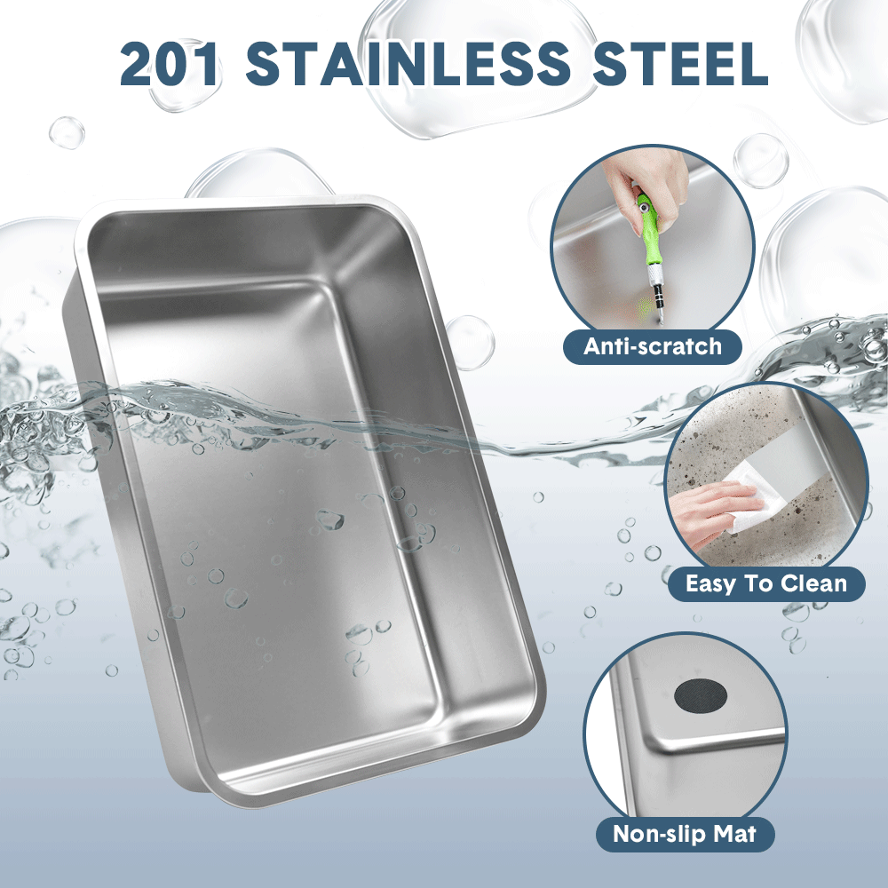 Premium 20L Enclosed Cat Litter Box with Stainless Steel Tray - Light Grey