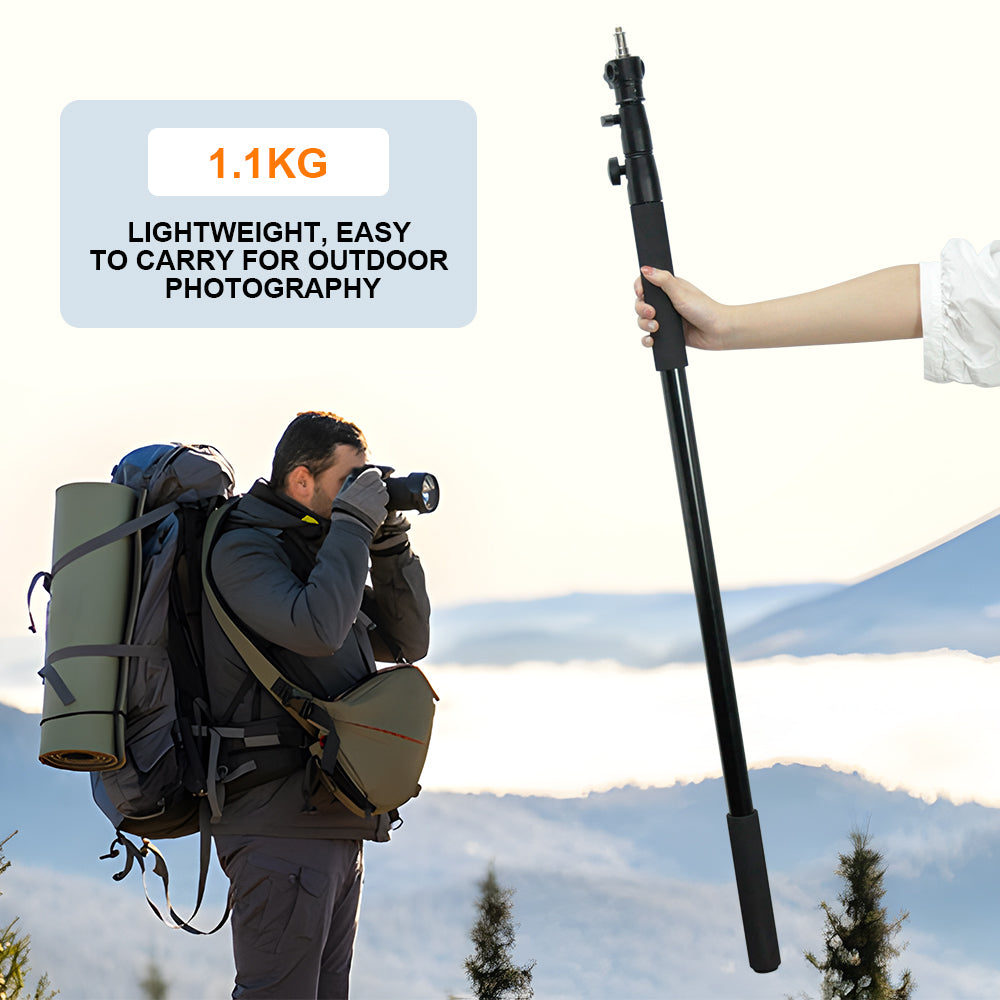 Premium Black 3M Telescopic Boom Pole Light and Microphone Stand