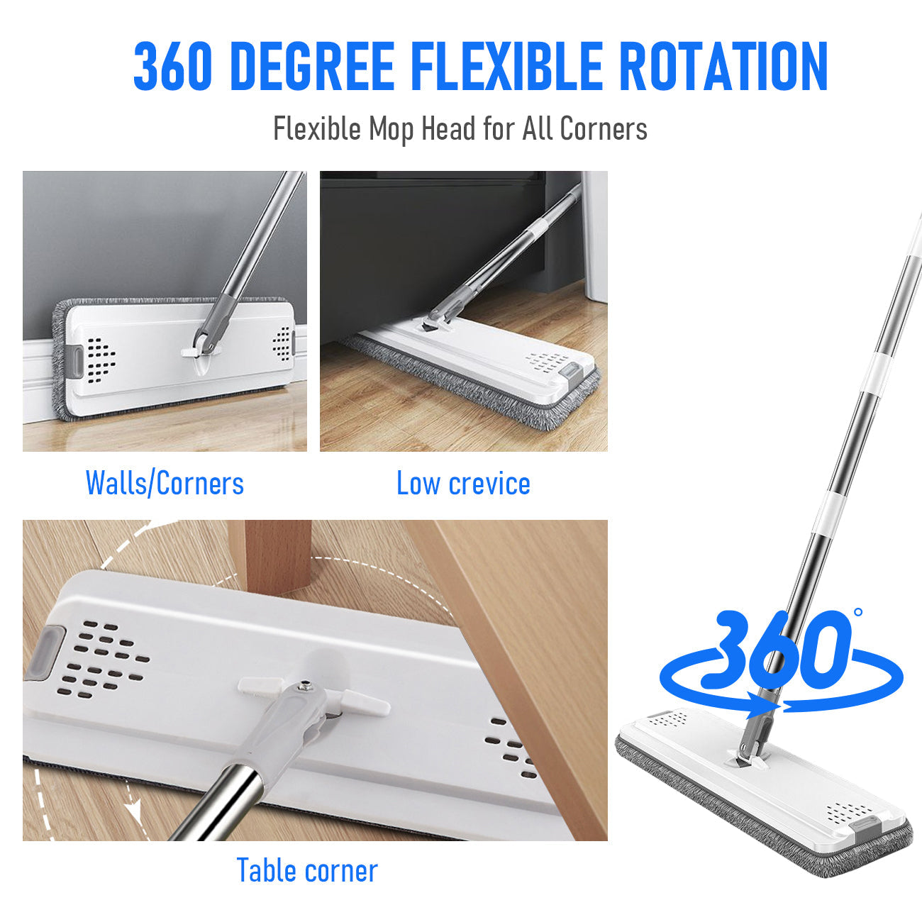 Premium Flat Mop & Bucket Wringer Set – Grey with 10 Microfibre Pads