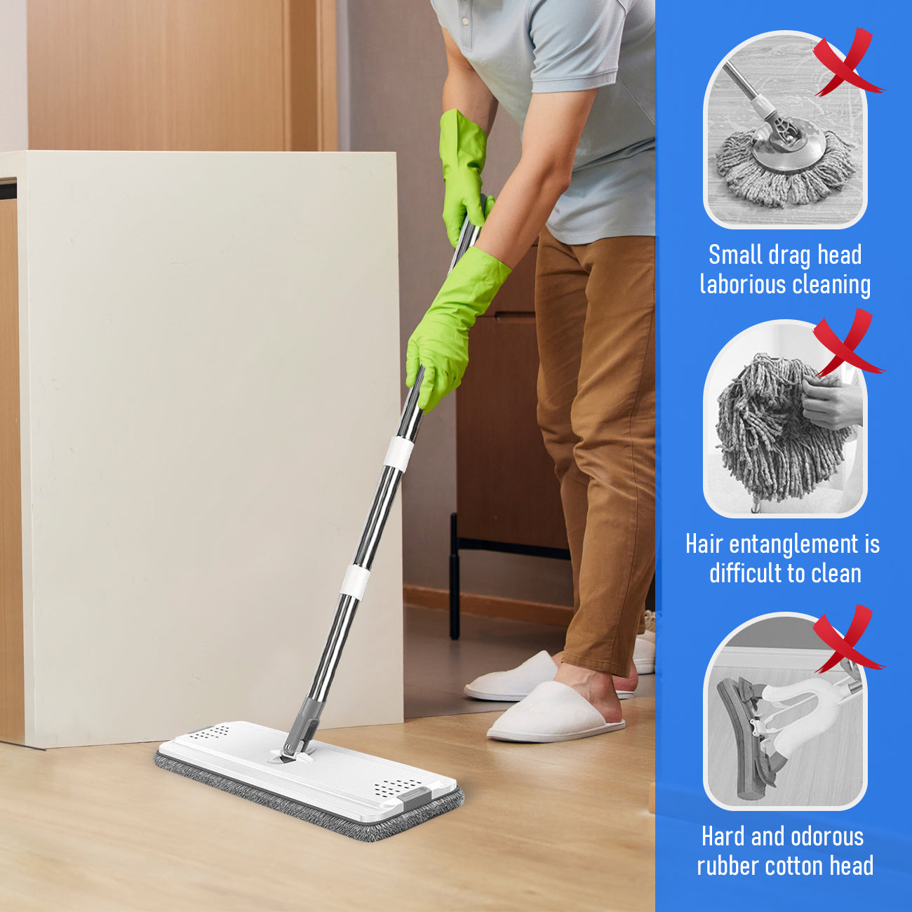 Premium Flat Mop & Bucket Wringer Set – Grey with 10 Microfibre Pads