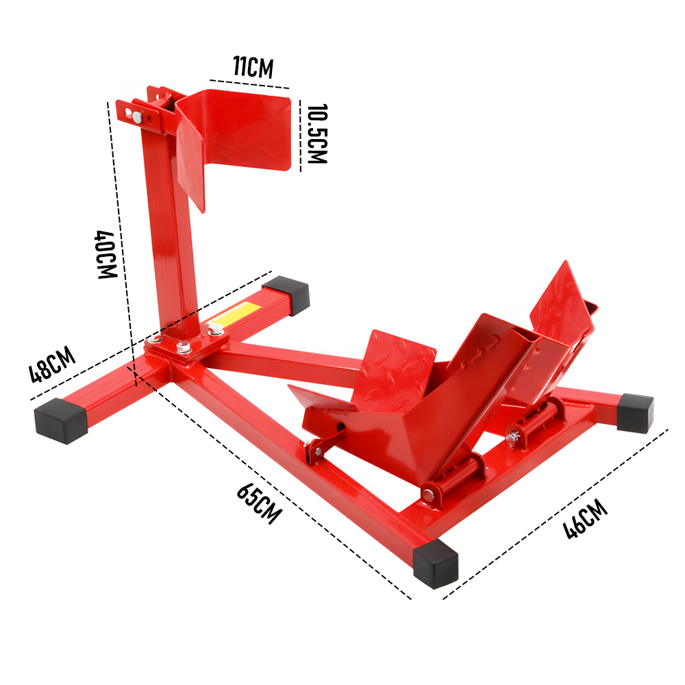 Premium Red Heavy-Duty Motorcycle Front Wheel Chock Stand