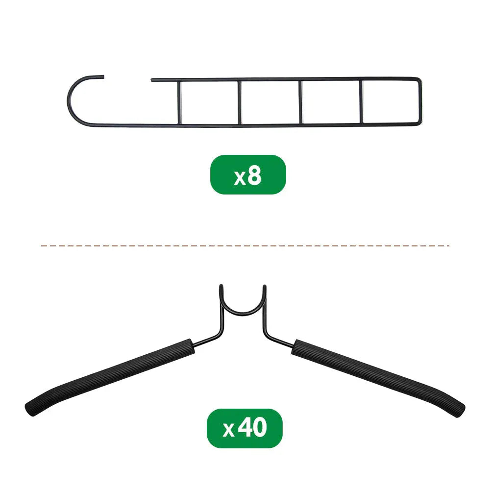 Premium 5-in-1 Magic Clothes Hangers – Black 8 Sets, Space-Saving Carbon Steel