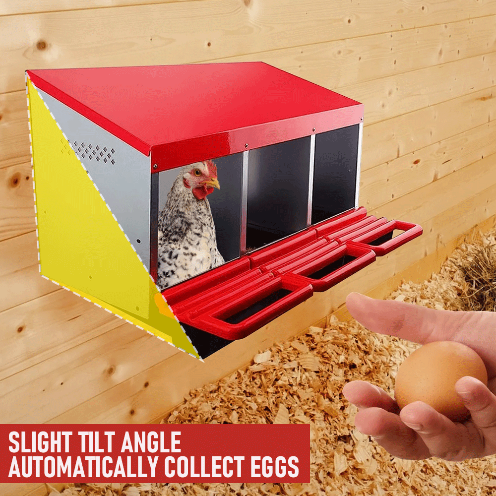 Premium 3-Hole Roll Away Metal Chicken Nesting Box - 52 x 47.5 x 81cm