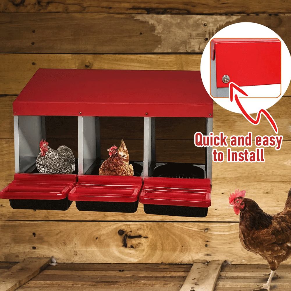 Premium 3-Hole Roll Away Metal Chicken Nesting Box - 52 x 47.5 x 81cm