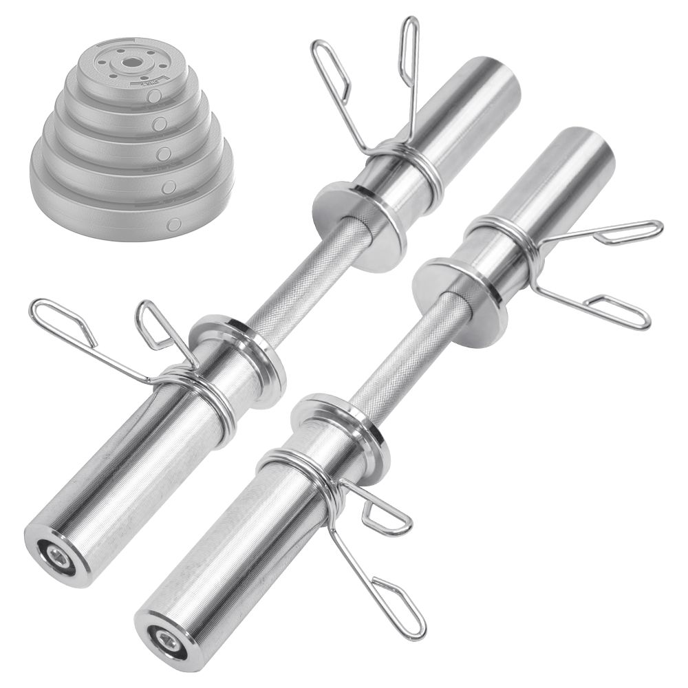 Premium Olympic Dumbbell Handles Pair with Spring Collars - 50cm