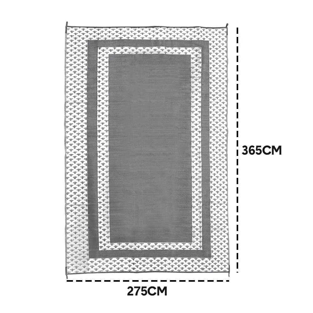 Premium Weatherproof Outdoor Rug – Silver Grey 275 x 365cm, Waterproof PP Weave