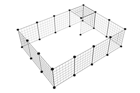 Premium Foldable Metal Pet Playpen 16 Panels with Clips - Black