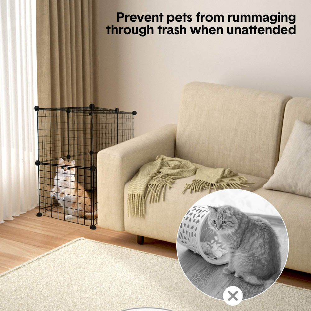 Premium Foldable Metal Pet Playpen 16 Panels with Clips - Black