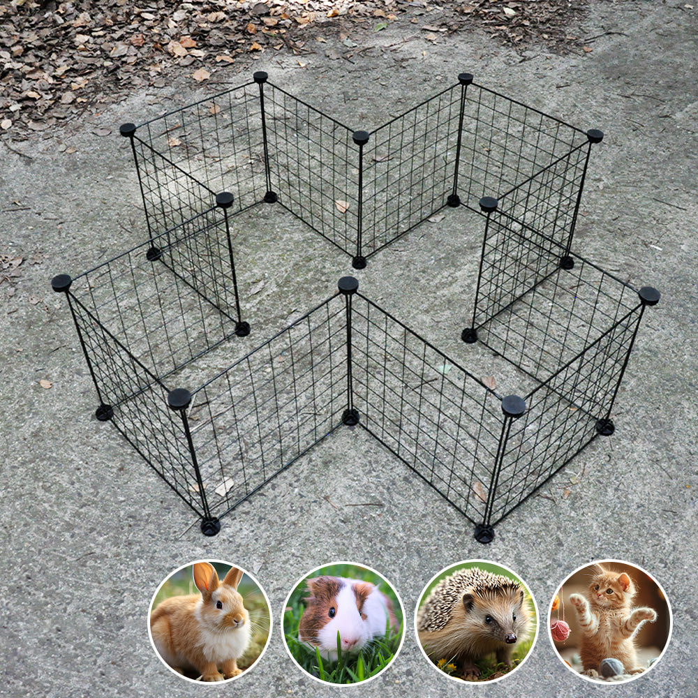 Premium Foldable Metal Pet Playpen 16 Panels with Clips - Black