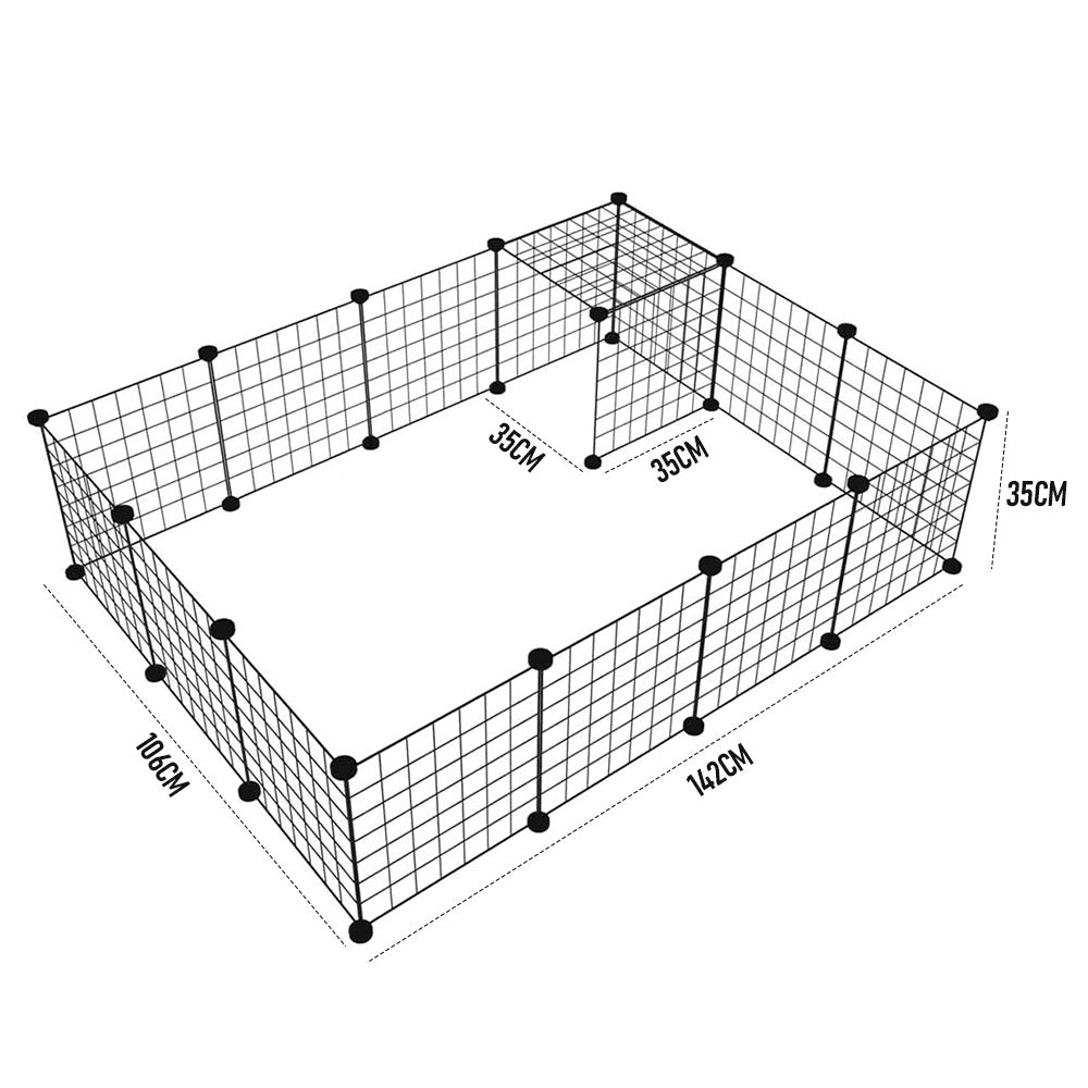 Premium Foldable Metal Pet Playpen 16 Panels with Clips - Black
