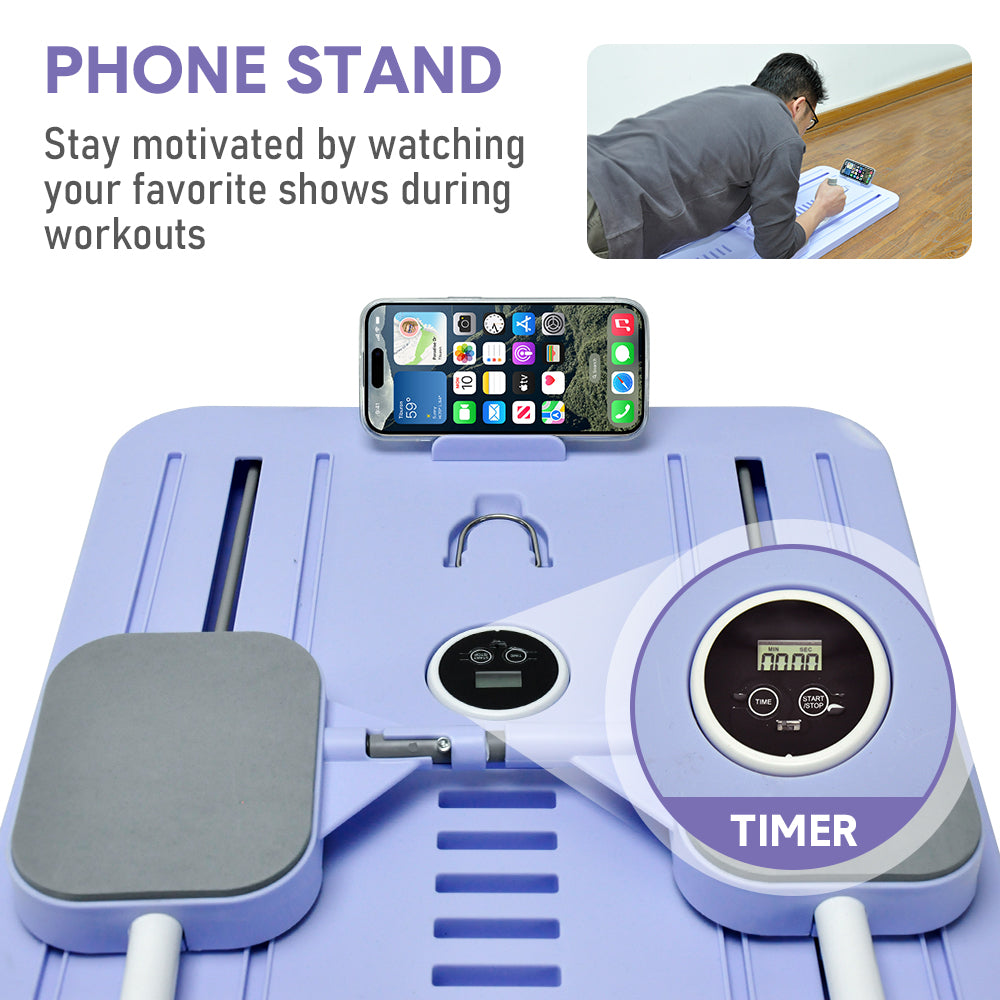 Premium Lilac Foldable 4-in-1 Pilates Board Reformer with Timer