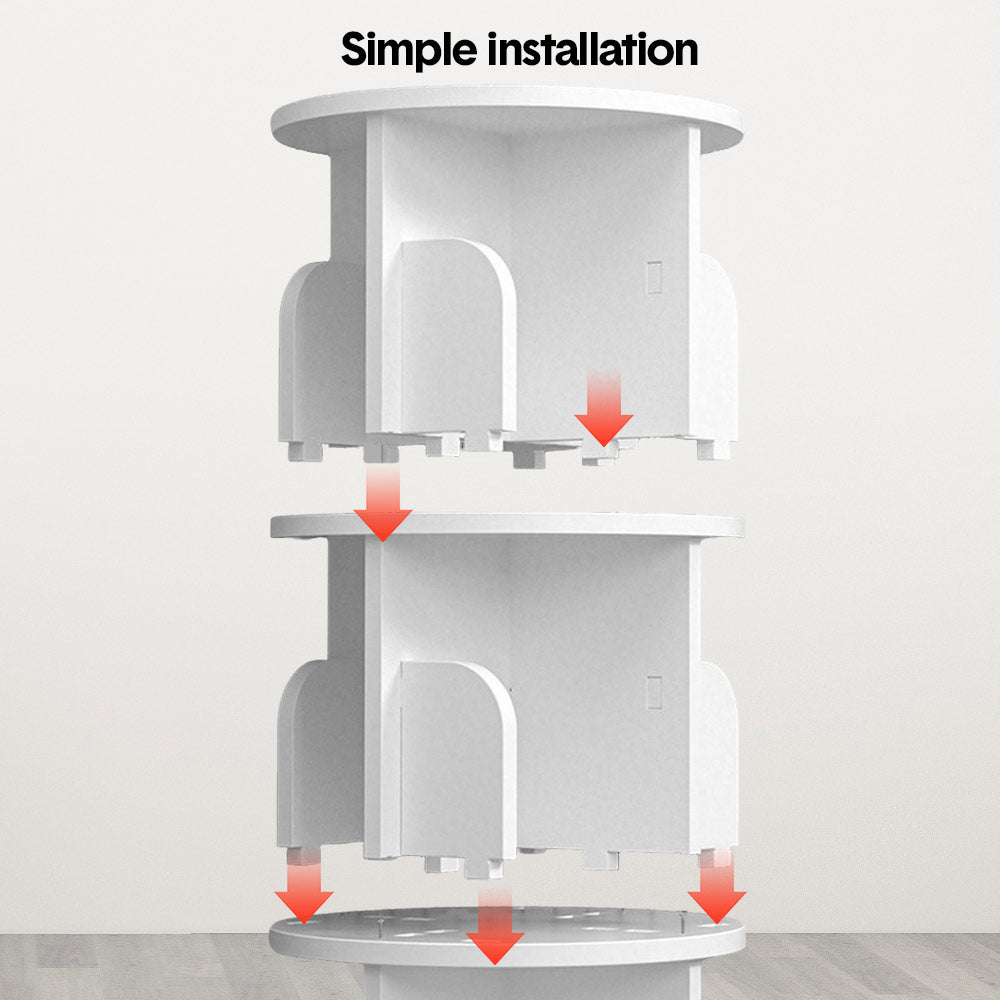 4 Tier White 360 Rotating Bookshelf Freestanding Corner Bookcase Storage Organiser