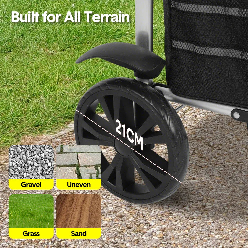 Alston 41L Foldable Shopping Trolley Cart Black with Aluminium Frame and Wheels