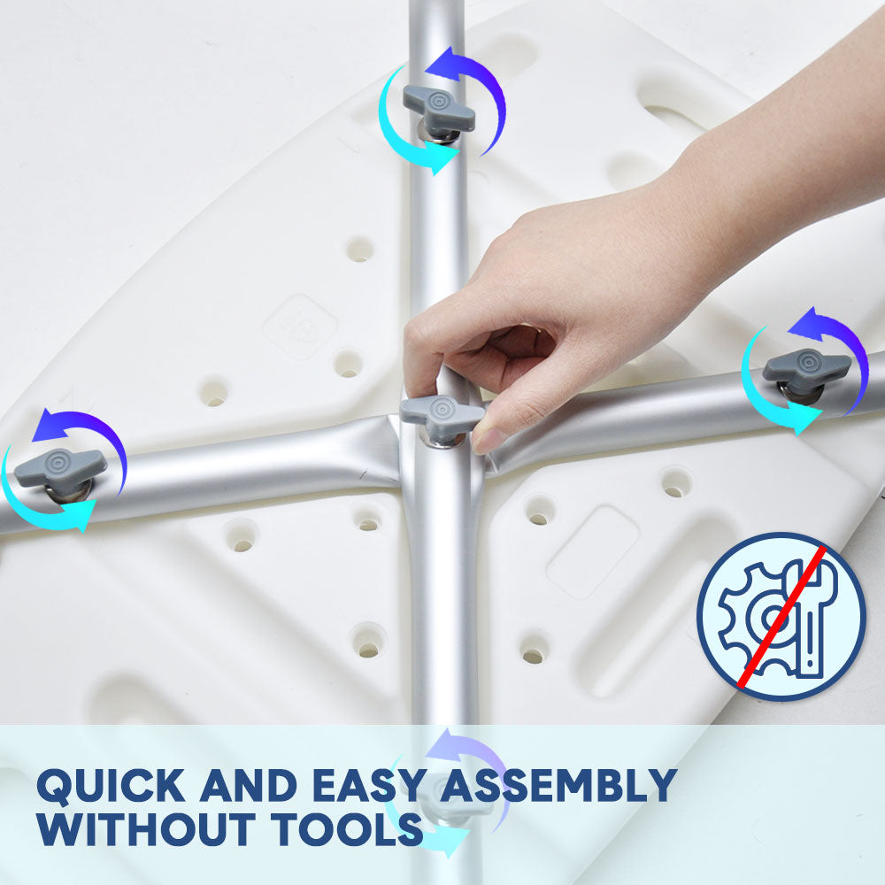 Adjustable Non-Slip Shower Chair with Armrests Shower Holder and 100kg Capacity