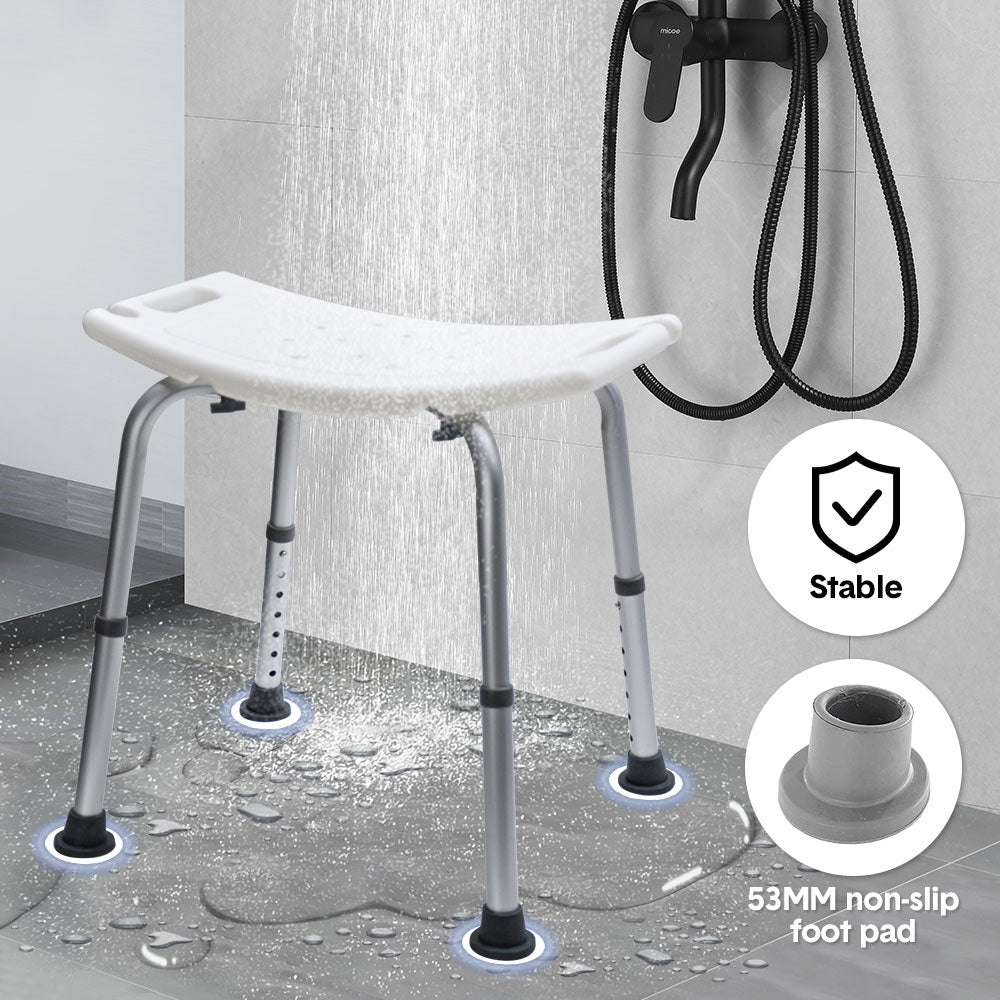 Adjustable Non-Slip Shower Chair with Armrests Shower Holder and 100kg Capacity