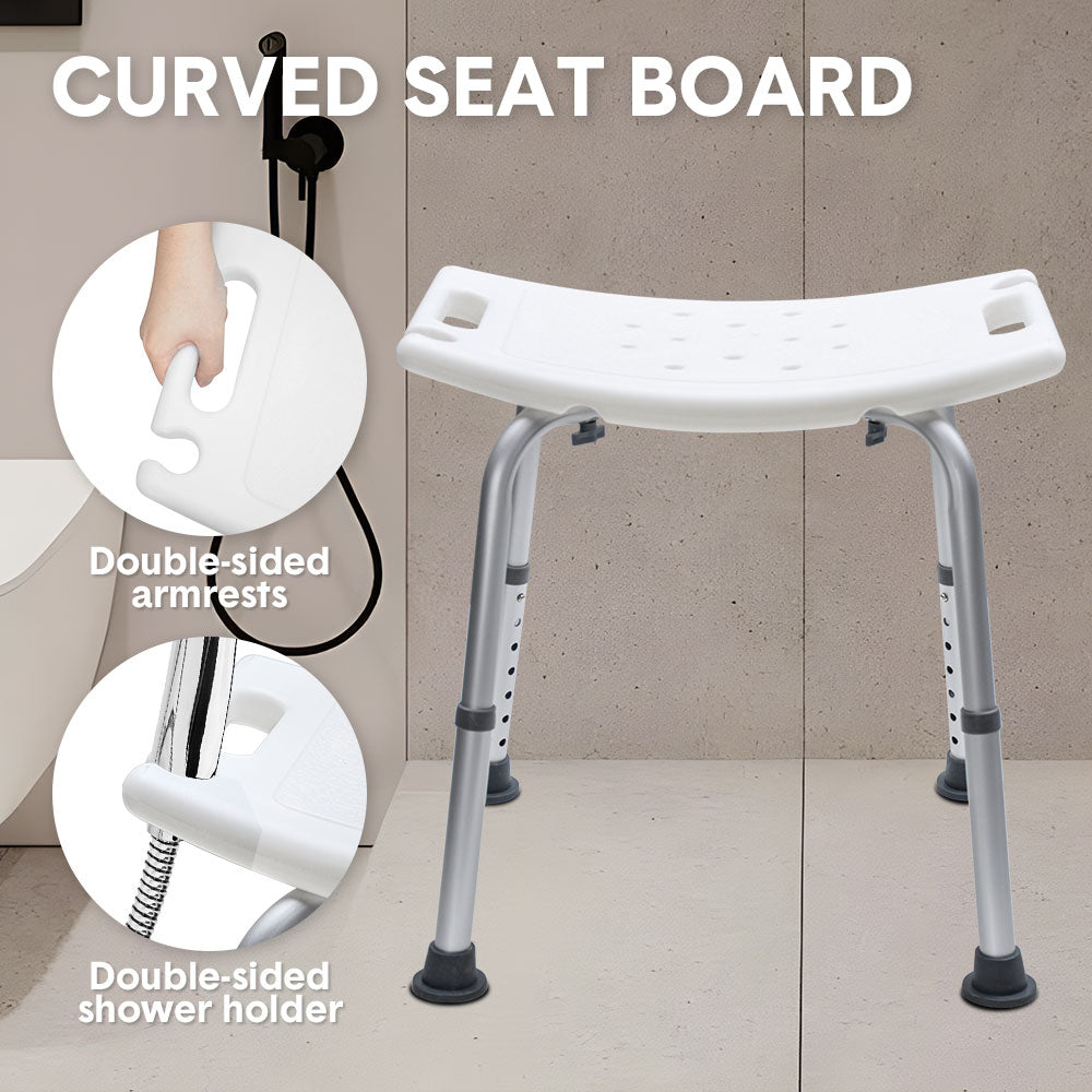 Adjustable Non-Slip Shower Chair with Armrests Shower Holder and 100kg Capacity