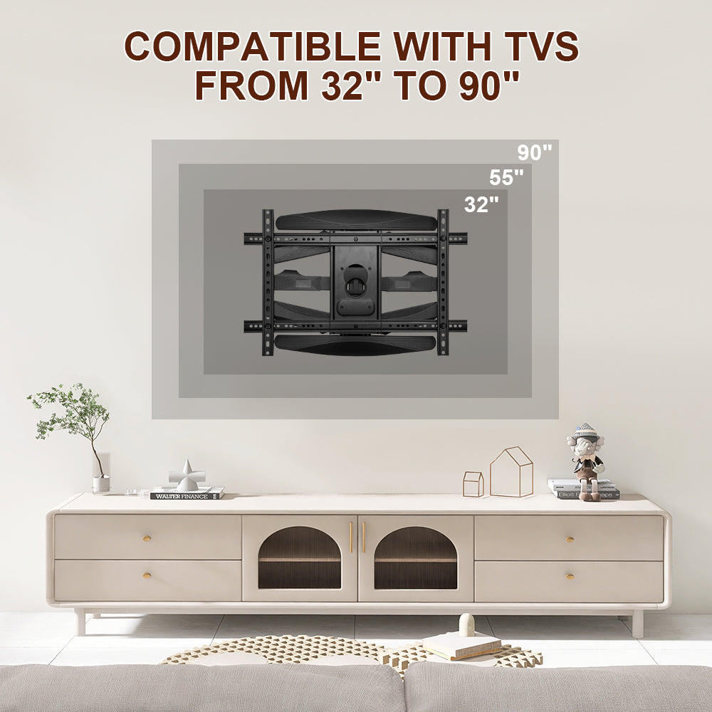 Premium Full Motion Telescopic TV Wall Mount Bracket 32-80 Inch 85kg Capacity