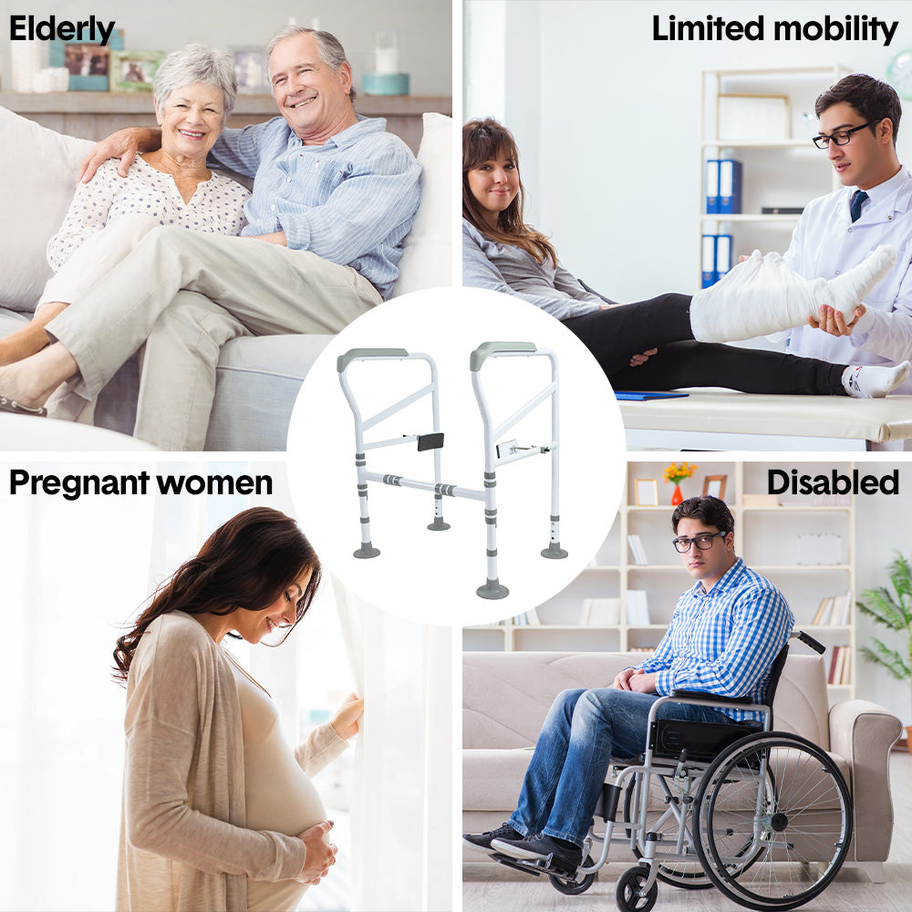 Adjustable Toilet Safety Frame Support Rail Foldable Bathroom Aid 150kg Capacity