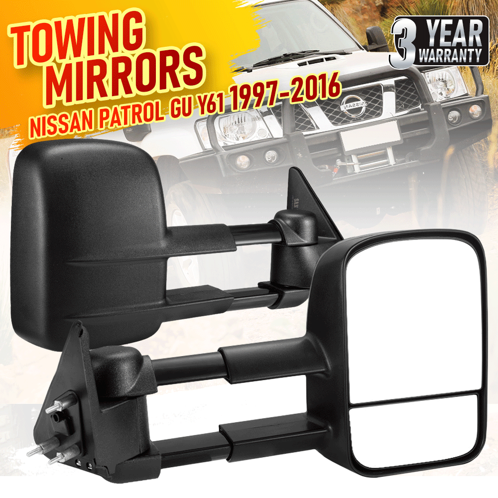 Premium Nissan Patrol GU Y61 Extendable Towing Mirrors Pair 1997-2016