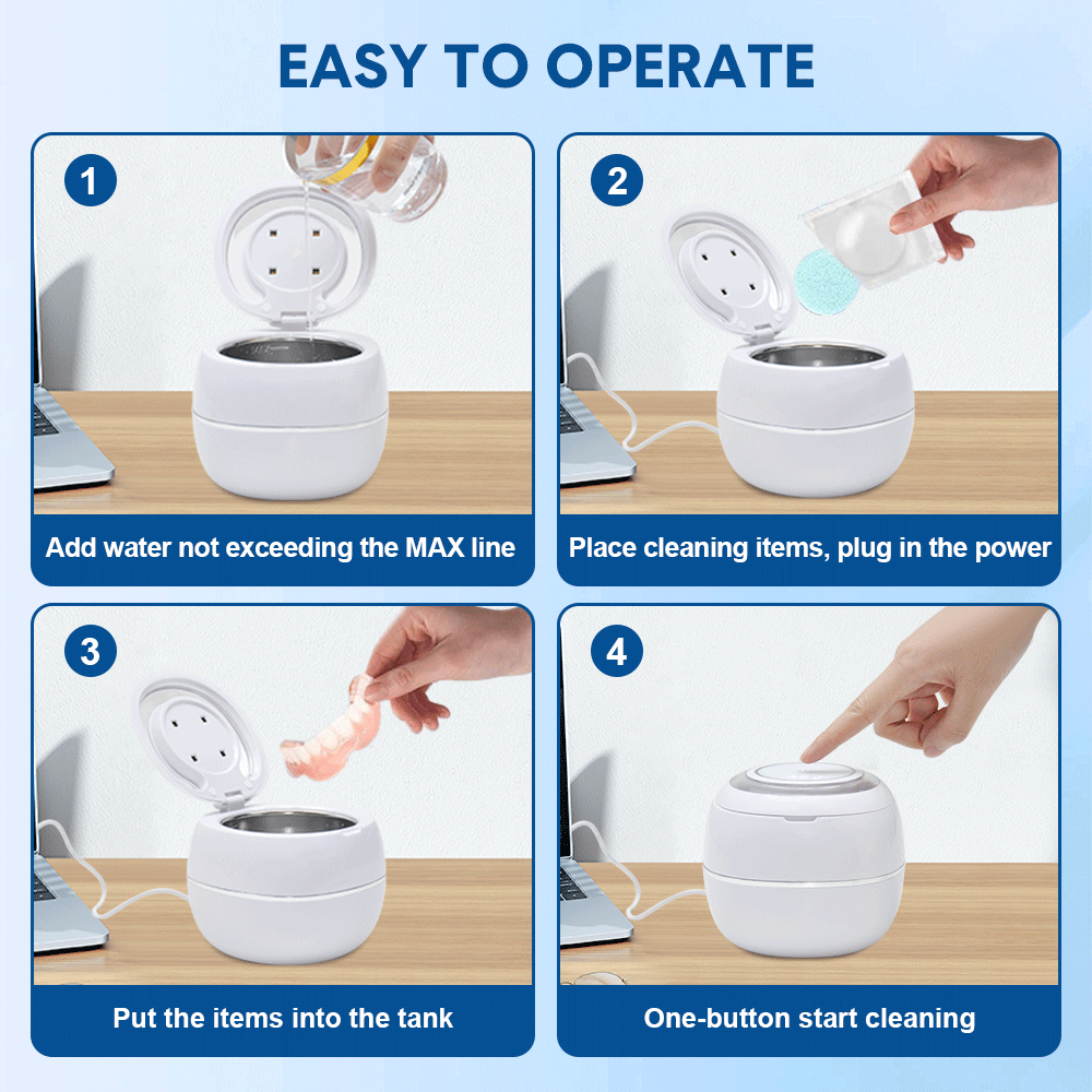 Premium Portable Ultrasonic UV Cleaner 42kHz 180-220ml with Dual Timer