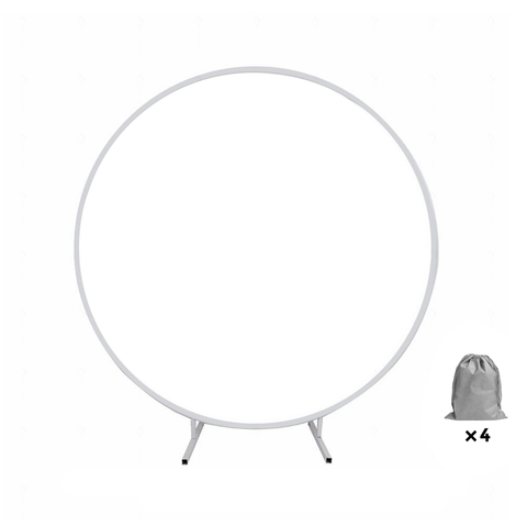 Premium White Wedding Hoop Arch – 2m Metal Backdrop with Base Bags