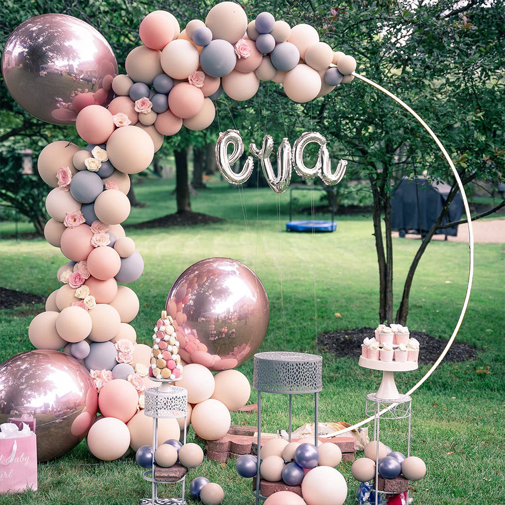 Premium White Wedding Hoop Arch – 2m Metal Backdrop with Base Bags