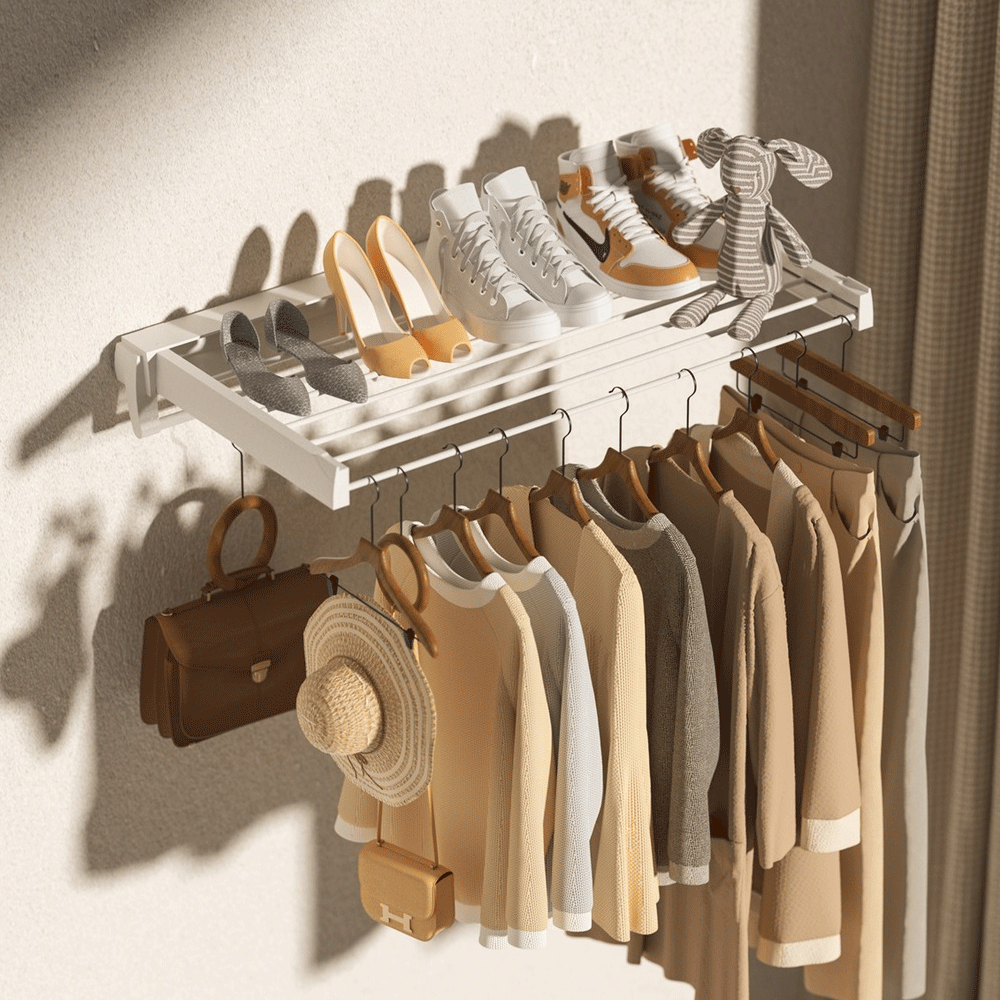Alston Wall Mounted Drying Rack – White 12kg with Foldable Rail & Hooks