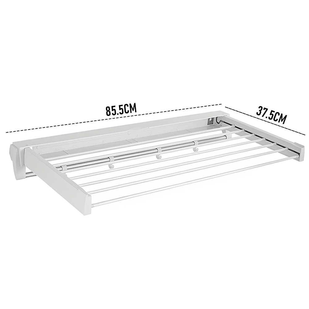 Alston Wall Mounted Drying Rack – White 12kg with Foldable Rail & Hooks