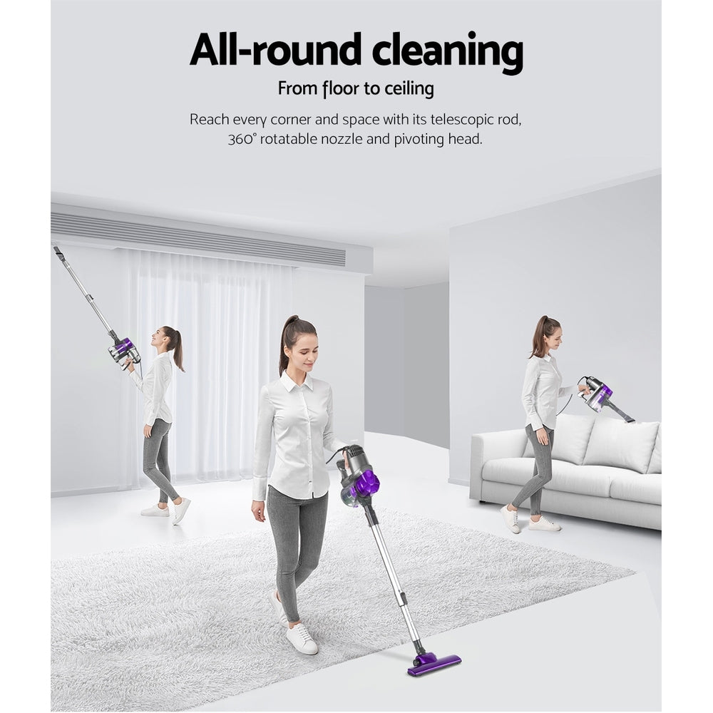 Devanti Stick Vacuum Cleaner Handheld Corded 450W Purple - SuperSaverAU - view 5