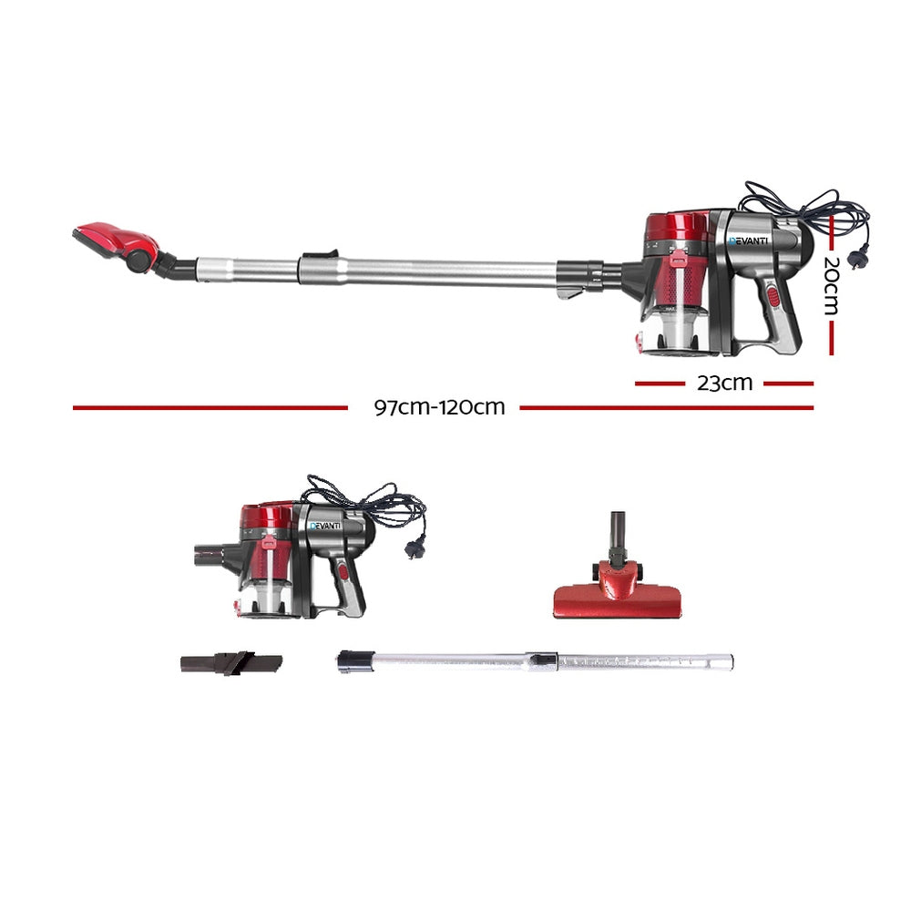 Devanti Stick Vacuum Cleaner Handheld Corded 450W Red - SuperSaverAU - view 2