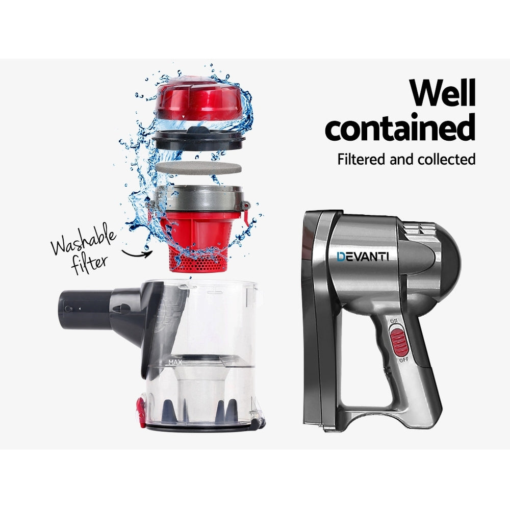 Devanti Stick Vacuum Cleaner Handheld Corded 450W Red - SuperSaverAU - view 6