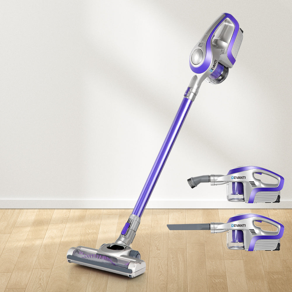 Devanti Stick Vacuum Cleaner Bagless Cordless 150W Purple - SuperSaverAU - view 1