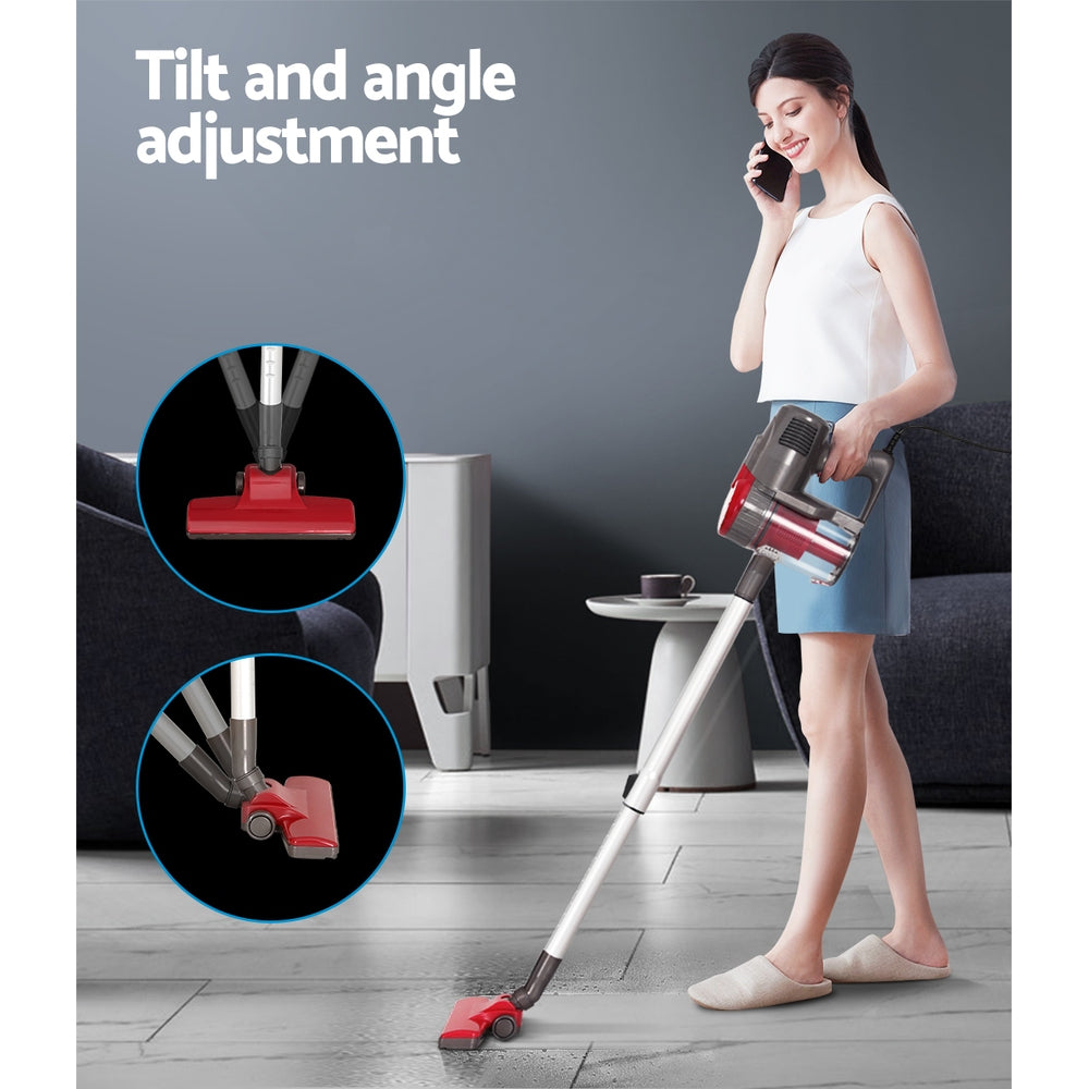 Devanti Corded Stick Vacuum Cleaner 500W Red with HEPA Filter and 3.8m Cable - SuperSaverAU - view 4