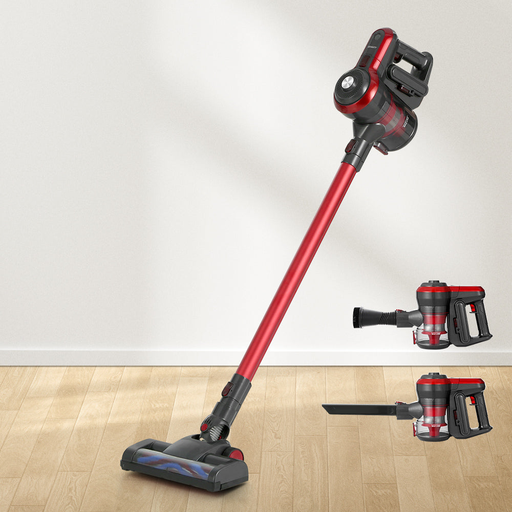 Devanti Stick Vacuum Cleaner Brushless Cordless 250W Red - SuperSaverAU - view 1