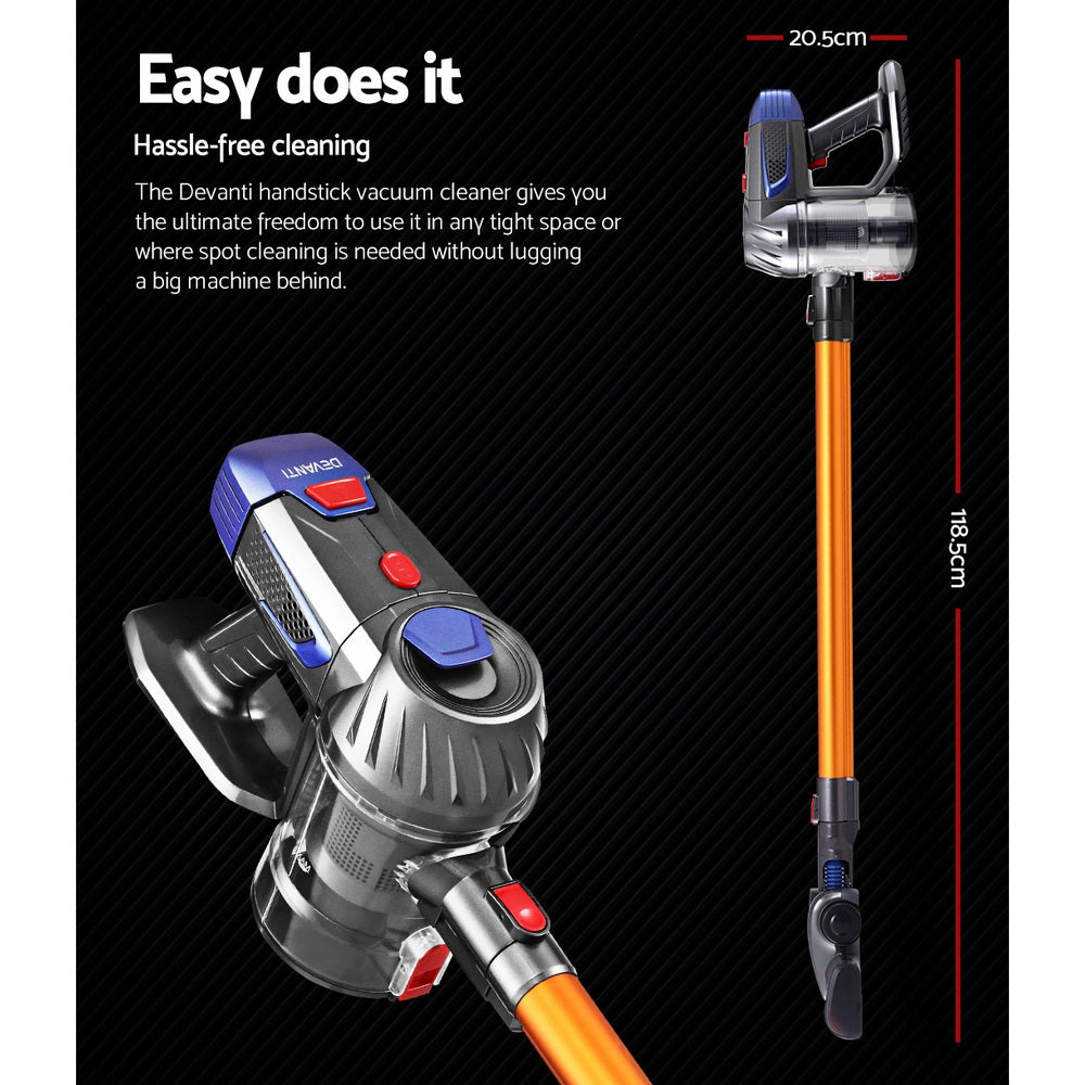 Devanti Stick Vacuum Cleaner Bagless Cordless 150W Gold - SuperSaverAU - view 2