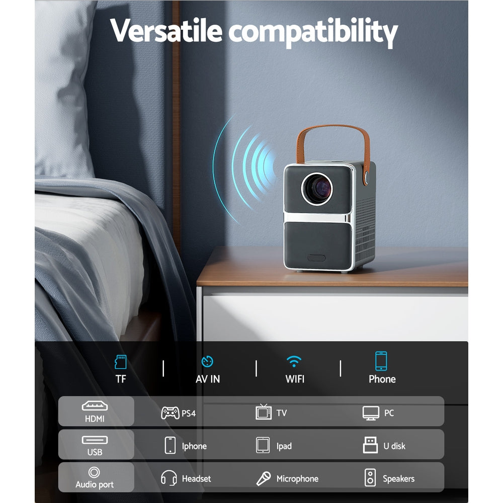 Devanti Portable 4K WiFi Mini Projector with HDMI 1080P Support