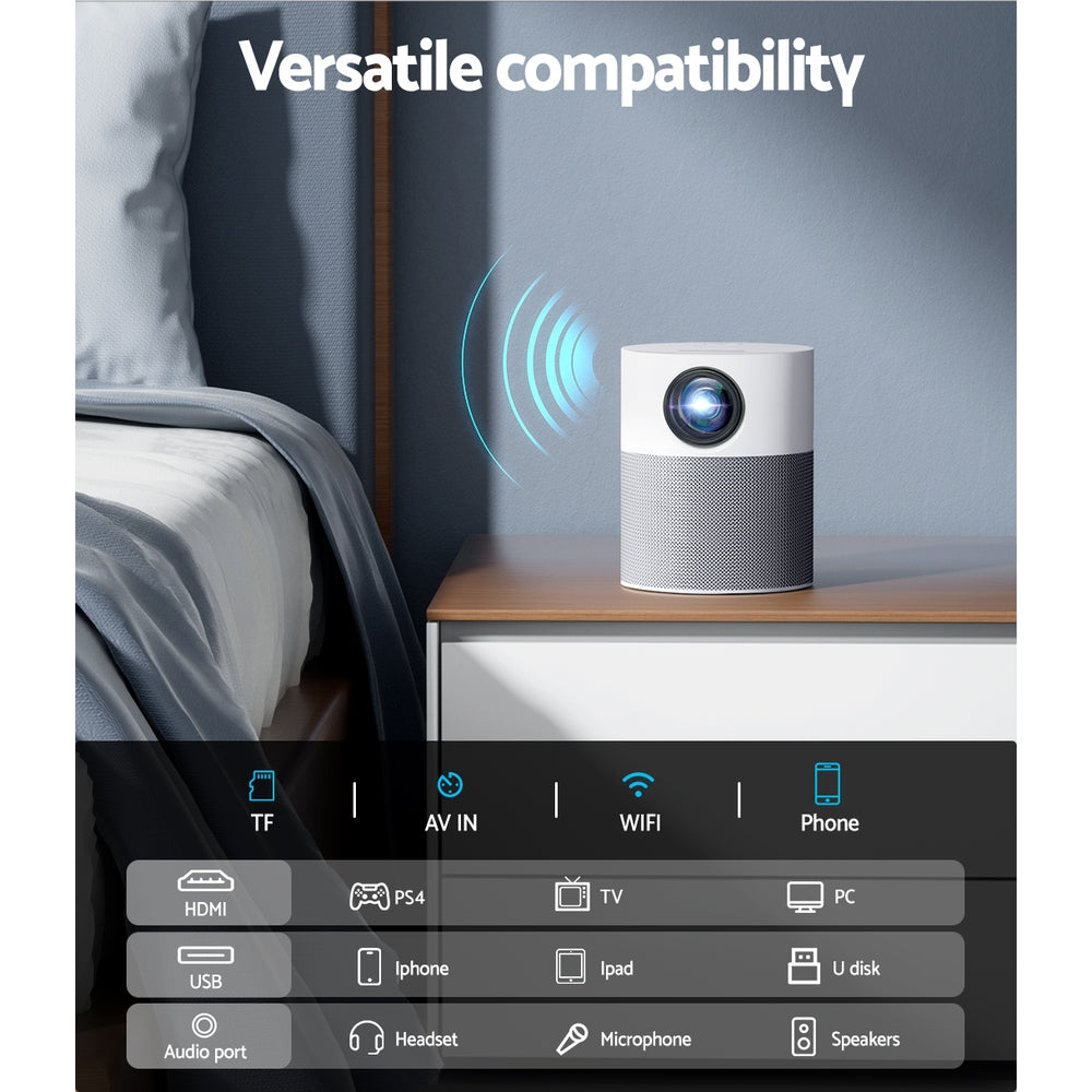 Devanti 1080P WiFi Mini Projector with HDMI & Carry Bag