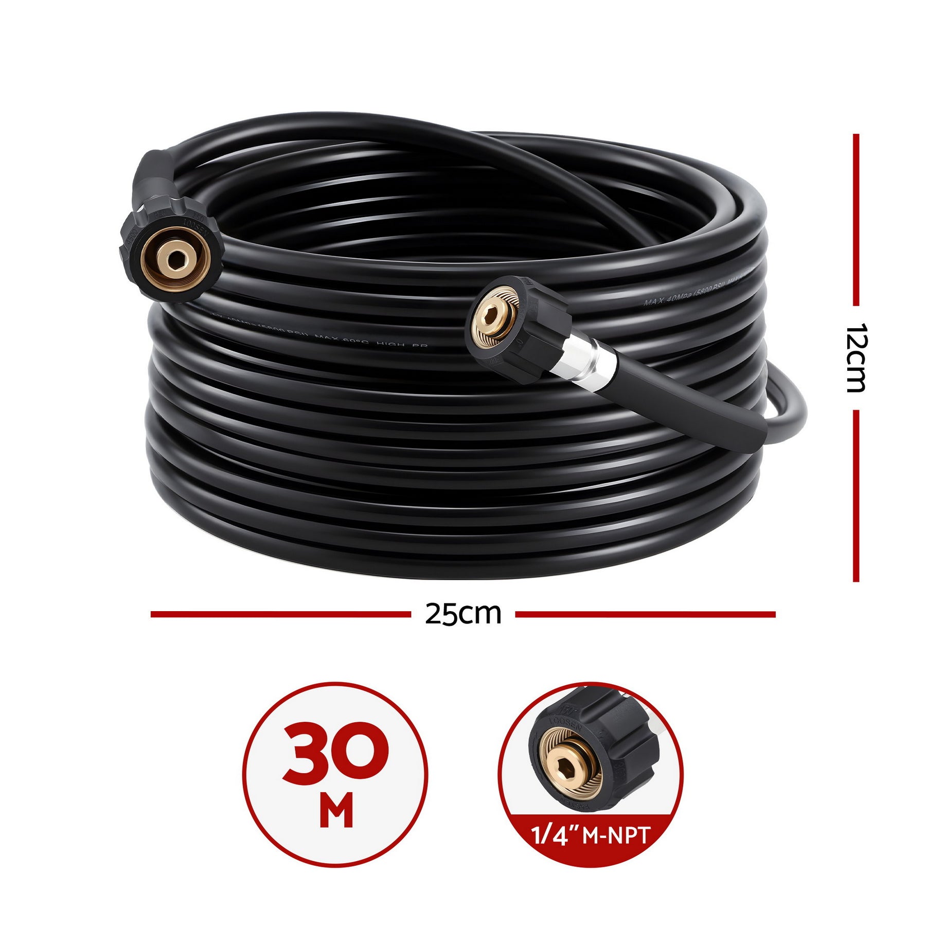 Giantz 30M Sewer Jetting Kit 5800PSI High-Pressure Hose for Drain Cleaning - SuperSaverAU - view 2