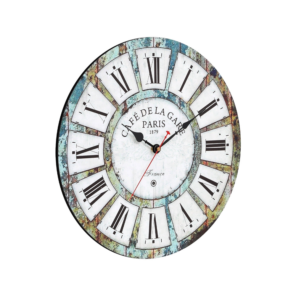 Artiss 40CM Wall Clock - Country Retro Design, MDF, Clear Roman Numerals - SuperSaverAU - view 3