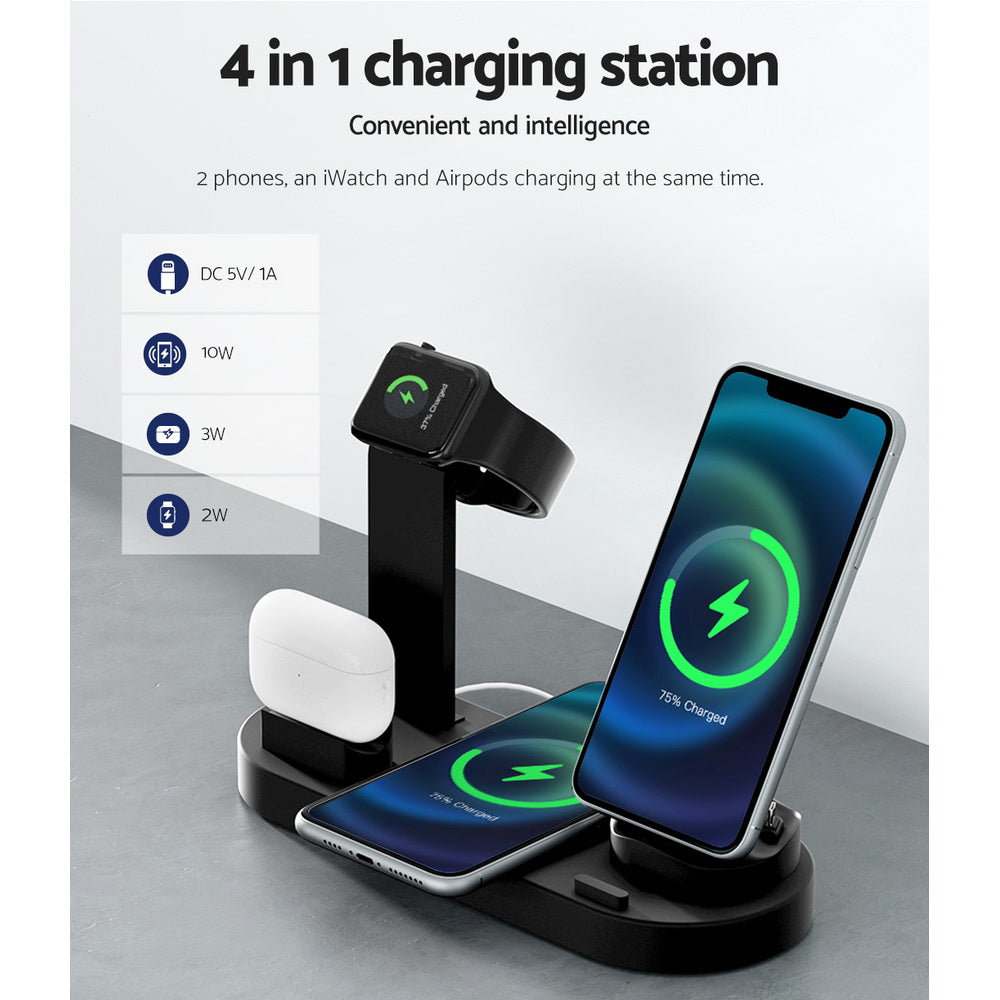 Devanti 4-in-1 Wireless Charger Dock, 10W, 23x9x11cm, Magnetic, Vertical Holder - SuperSaverAU - view 5