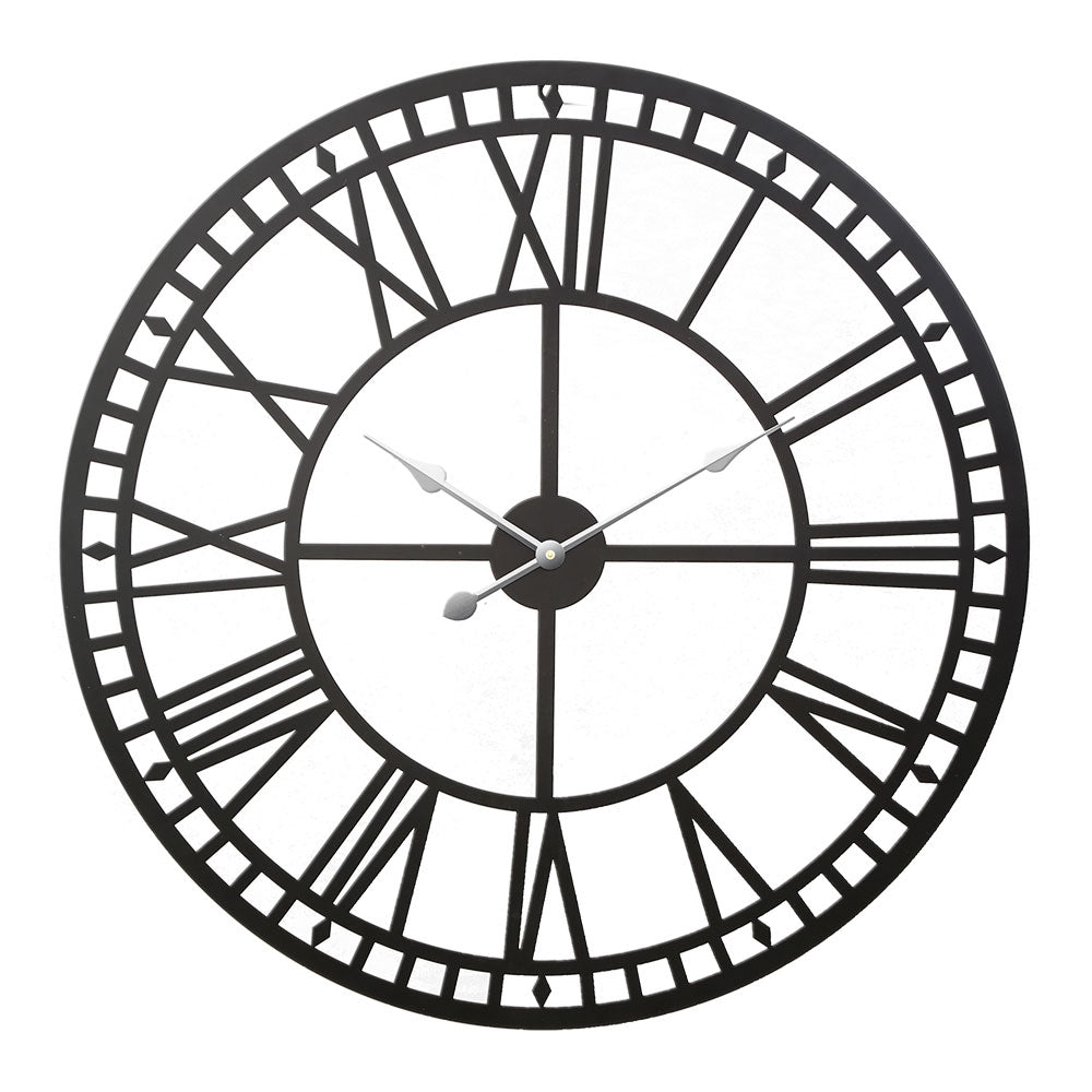 Artiss 60cm Vintage Metal Wall Clock with Large Arabic Numerals, Black - SuperSaverAU - view 1