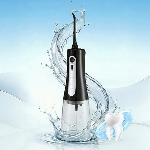 Devanti Black Cordless Water Flosser 350ml with 8 Nozzles and 5 Modes