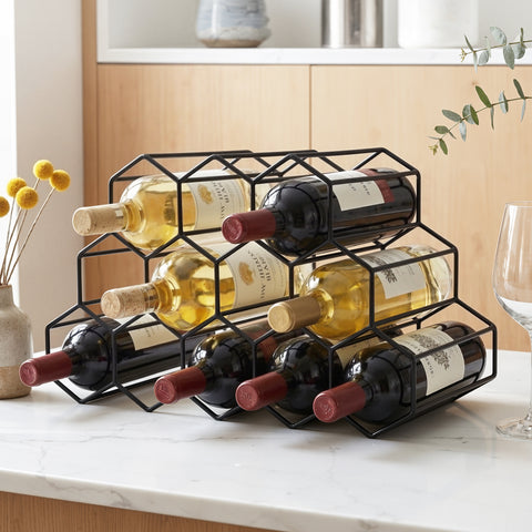 Artiss 12 Slot Metal Wine Rack Black Freestanding Bottle Holder No Assembly
