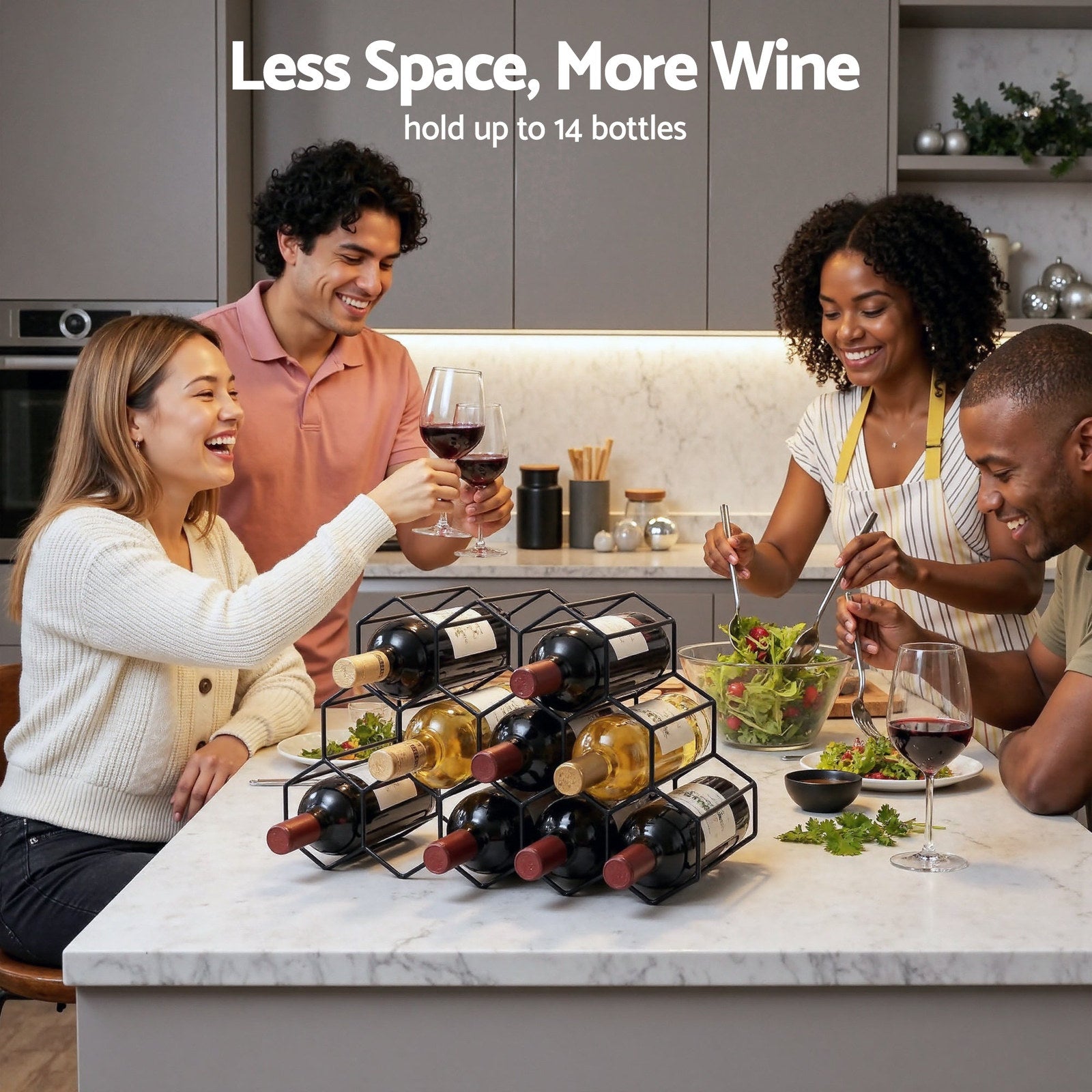 Artiss 12 Slot Metal Wine Rack Black Freestanding Bottle Holder No Assembly