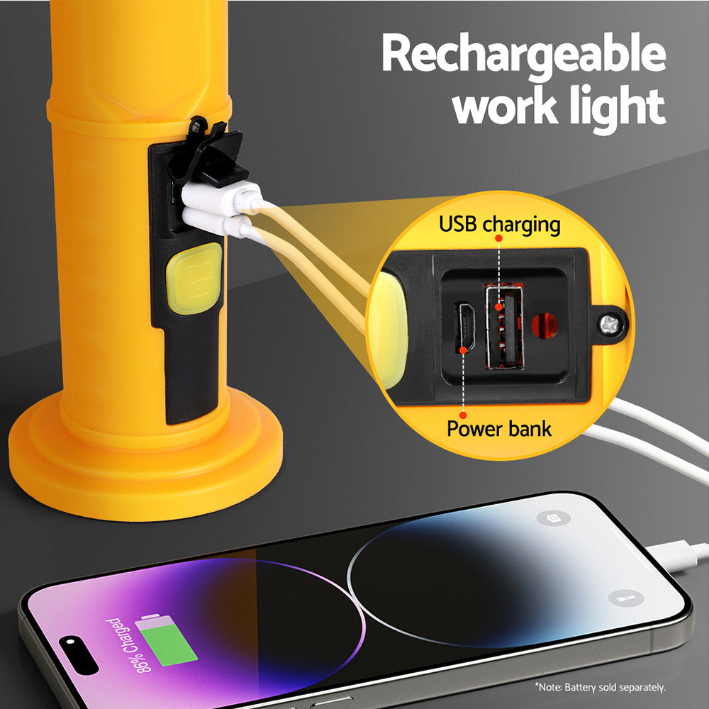 Giantz Work Light Rechargeable USB Cordless LED Lamp Hook Rotation Folding - SuperSaverAU - view 5