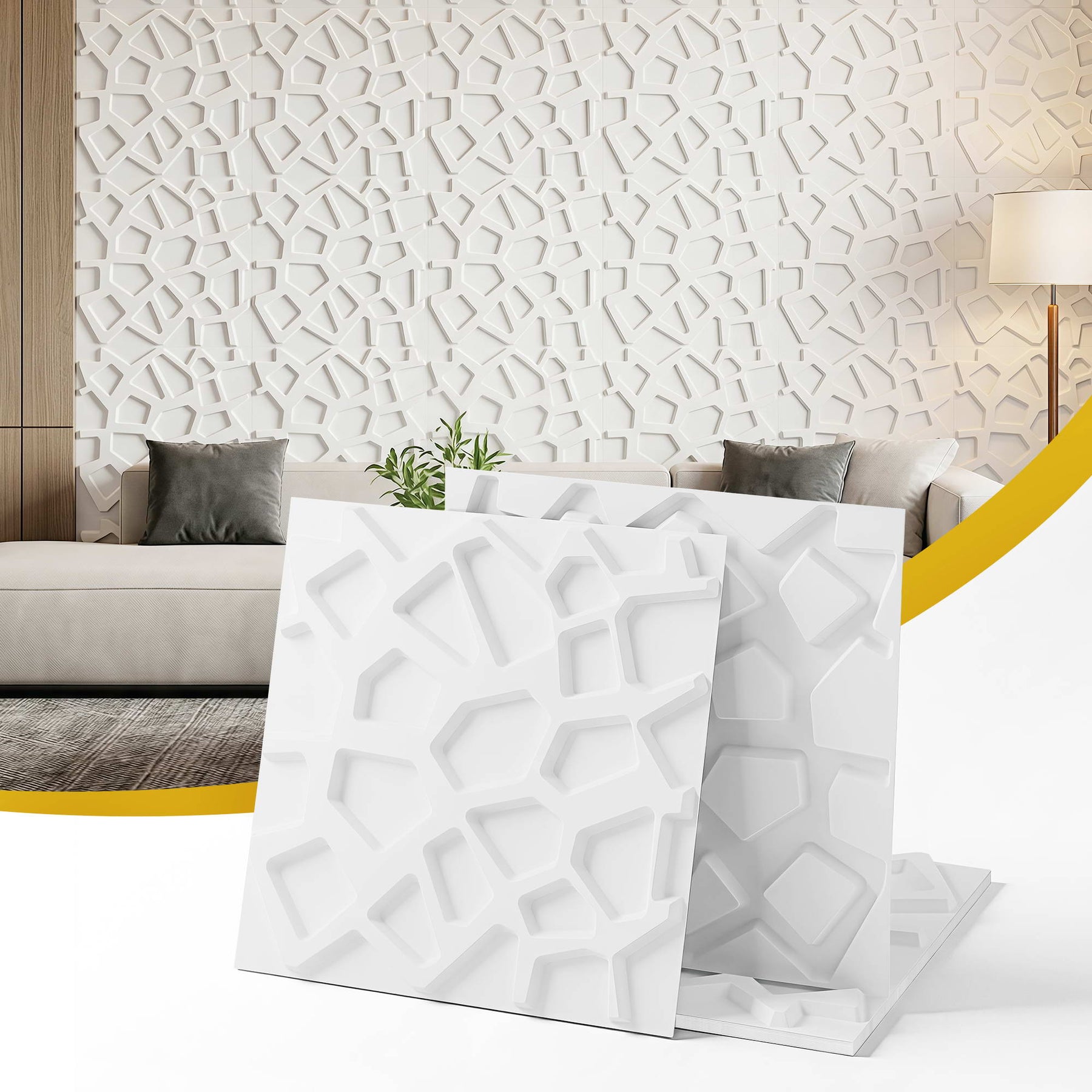 Artiss 3D Wall Panels PVC Decorative Panels 50x50cm Set of 15 Feature Wall Poly - SuperSaverAU - view 1