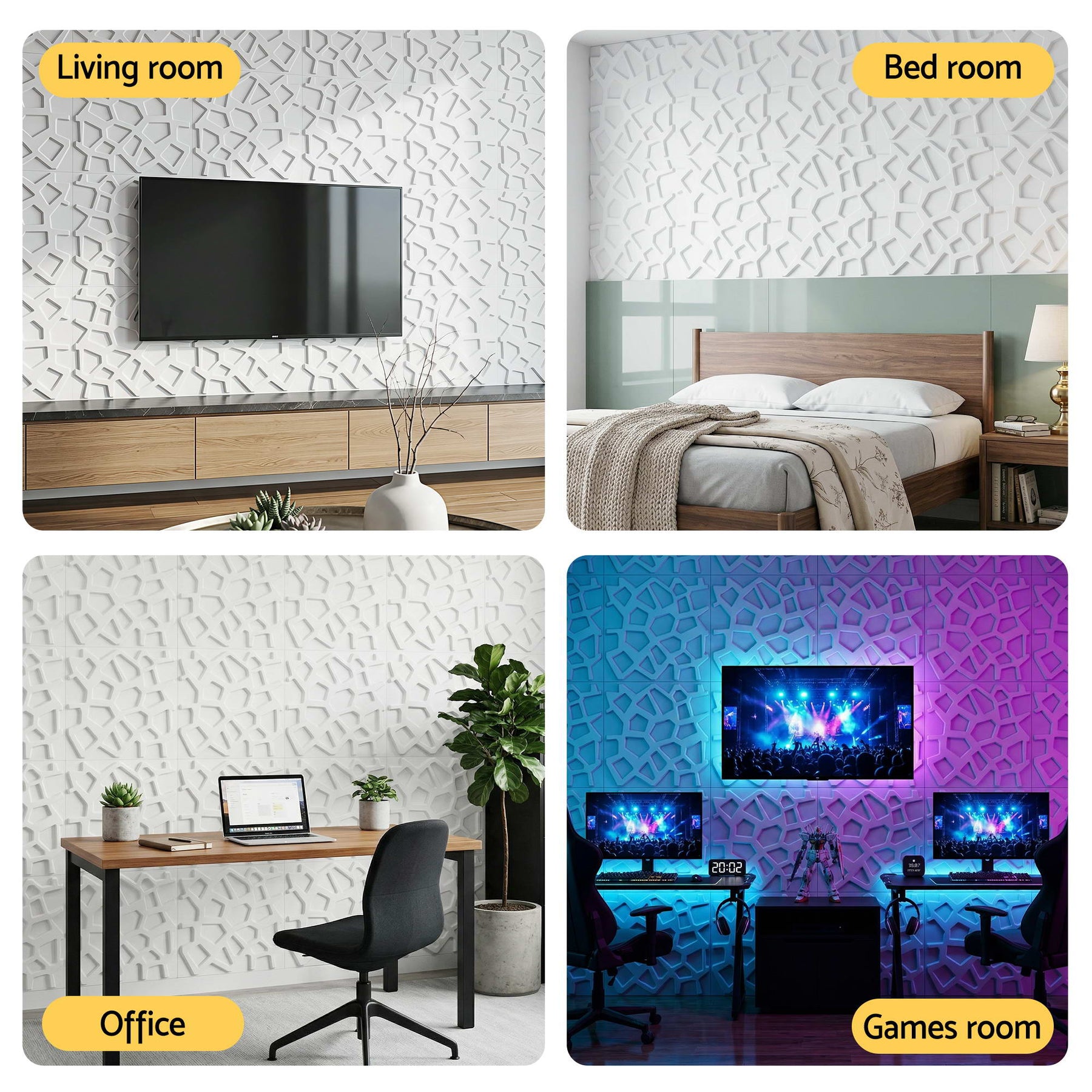 Artiss 3D Wall Panels PVC Decorative Panels 50x50cm Set of 15 Feature Wall Poly - SuperSaverAU - view 8