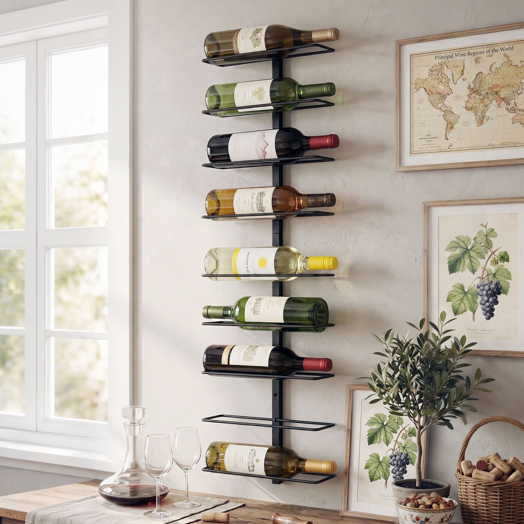 Artiss Wall Mounted Wine Rack 9 Bottles Display Storage Organizer Metal Black - SuperSaverAU - view 1