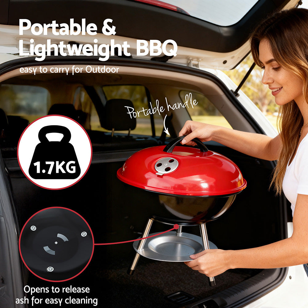 Grillz Compact Charcoal Grill 34cm - Portable BBQ with Lid for Camping - SuperSaverAU - view 7
